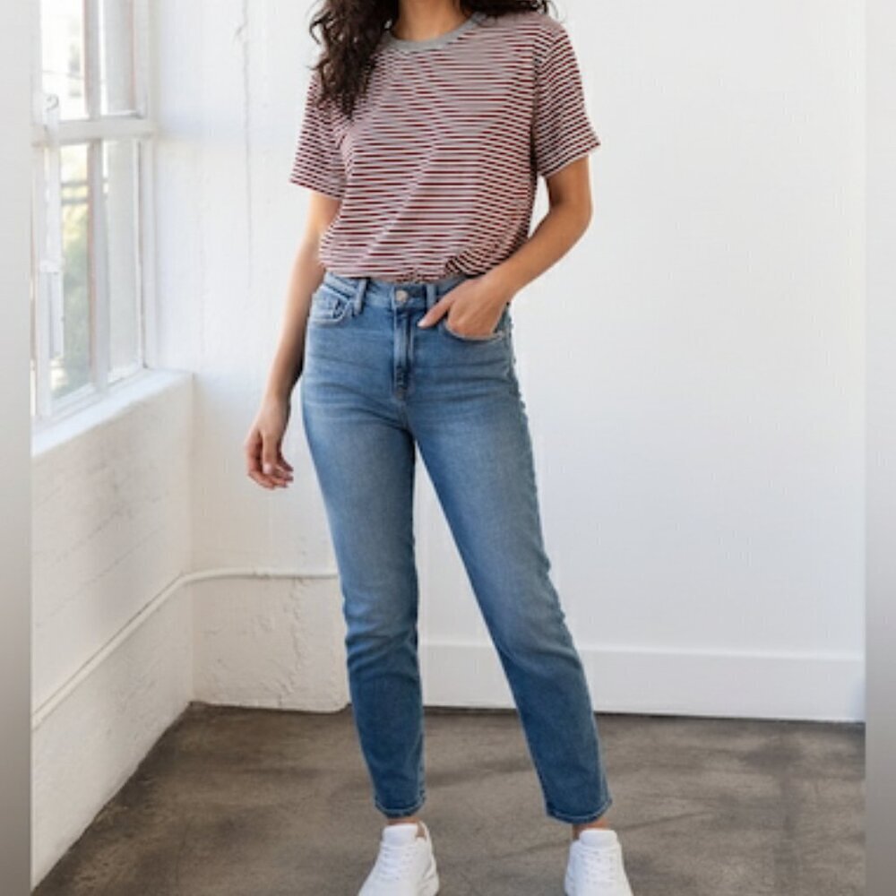 Hudson Jeans Women's Zoeey Straight Cropped In Medium Wash “Well Off” Size 27